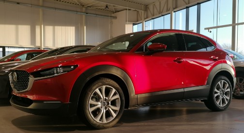 Mazda CX-30 Hakone Soul Red Crystal stockwagen kopen met extra korting bij Garage Dochy nabij Roeselare